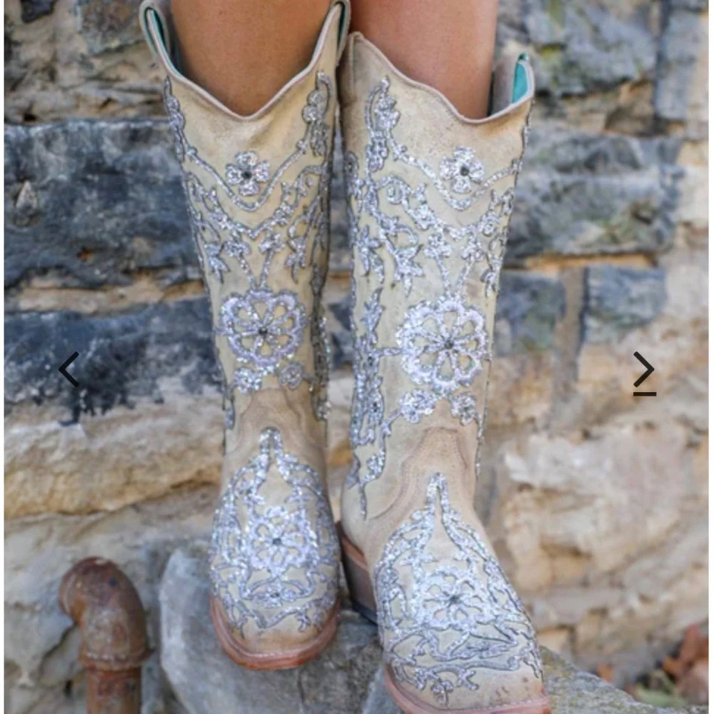 ๐คNIB Corral Bone Overlay & Embroidery Floral Boots๐ค - Picture 12 of 17
